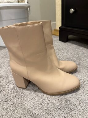 a new day Cream Block Heel Mid-Calf Boots